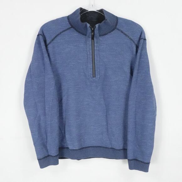 Tommy Bahama Sweater Mens Large Blue Reversible Half Zip Pullover Fall - Picture 13 of 16